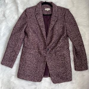 Loft Size 8 Purple and White Tweed Wool Blend Long Coat
